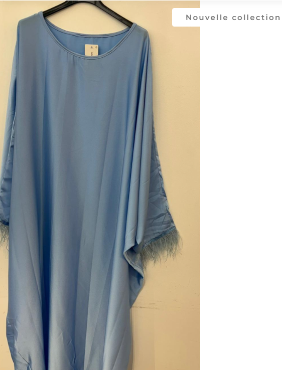 Robe Abaya manche plumes