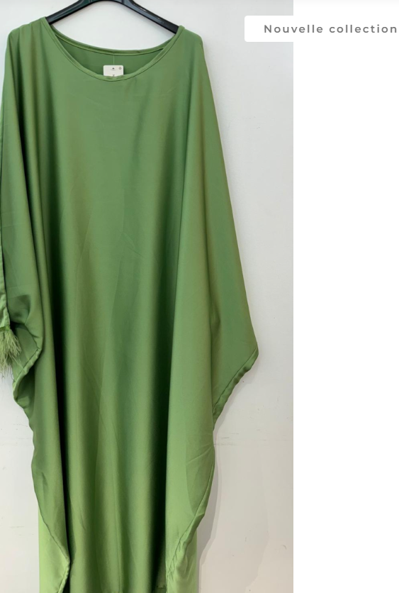 Robe Abaya manche plumes
