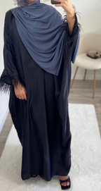 Robe Abaya manche plumes