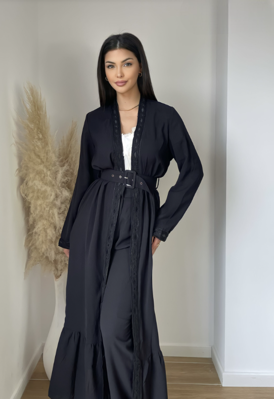 Gilet long avec ceinture