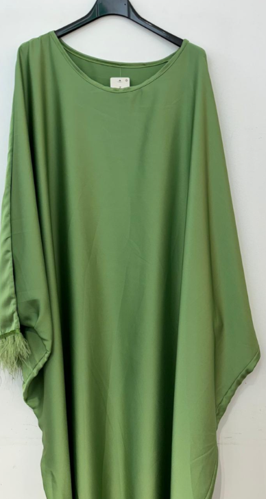 Robe Abaya manche plumes